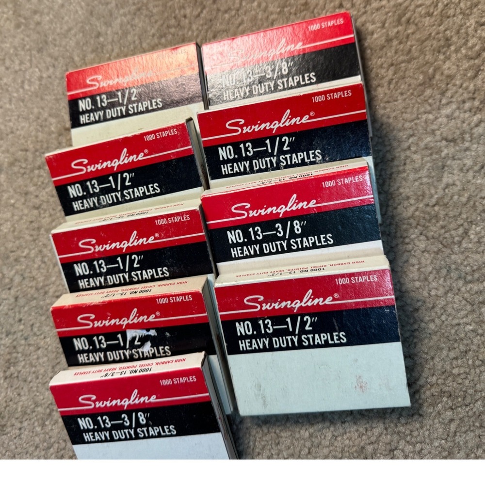 Swingline Heavy Duty Staples No. 13 1/2 3/8 9 Box Lot 9000ct New Vintage USA